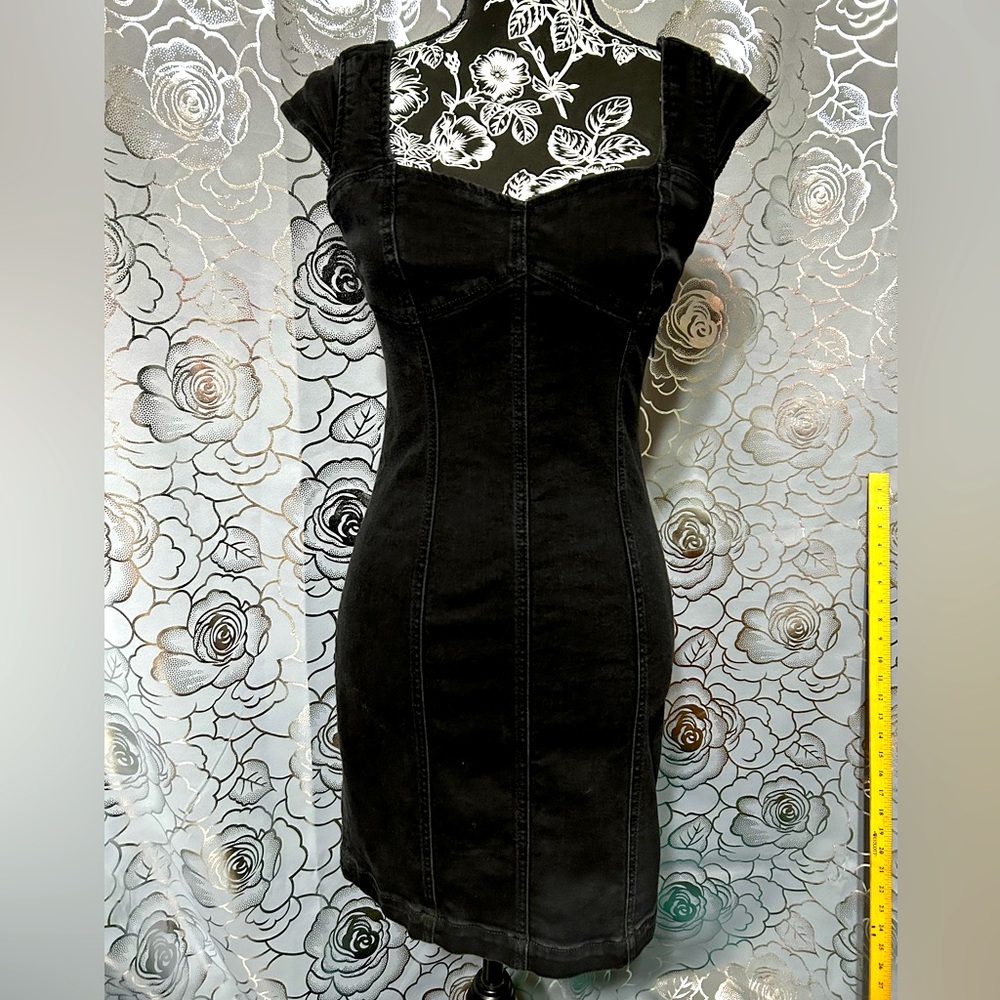 Y2K Volcom Black Denim Body Con Dress